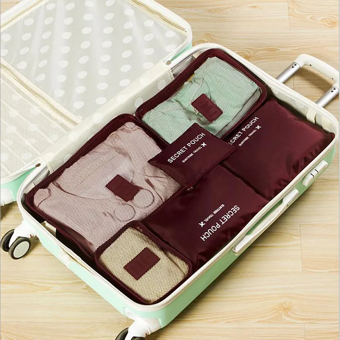 

Packing Cubes 6 Sets Travel Luggage Organizers Waterproof Storage Bag With Toiletry Pouch Bag, As picture