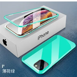 Double side dual Tempered Glass 360 Full Protection Metal Magnetic Phone Case for iPhone 11 2