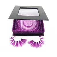 

coloured mink false eyelashes private label own logo mink eyelash hot pink triangle packaging case