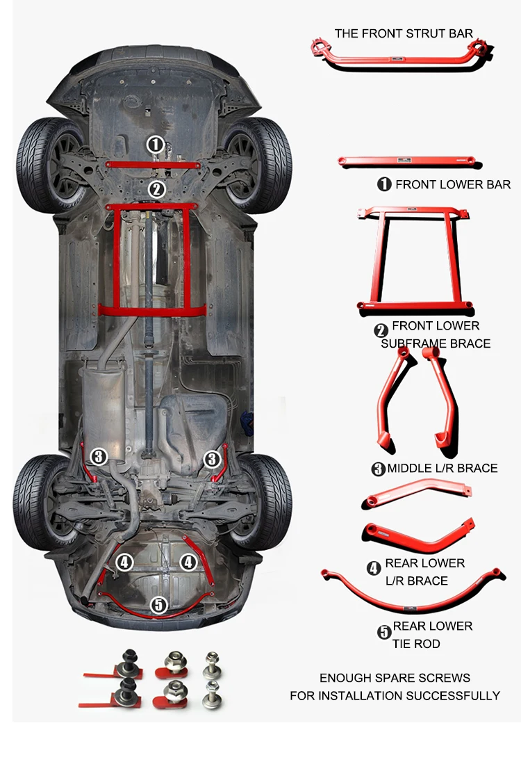 Lvtu Aluminum Strut Bar Strut Tower Brace Strengthen Bar For Kia