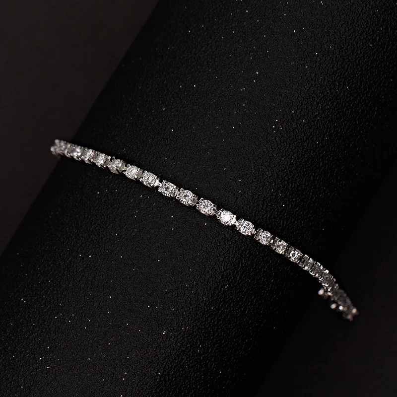 

925 silver round brilliant cut diamond tennis bracelet moissanite, D color