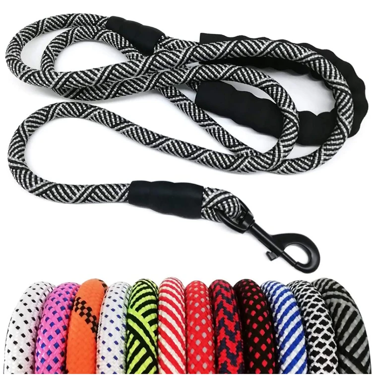 

Factory Wholesale High Quality Eco-friendly Nylon Pet Dog Round Colorful Rope Dog Leash Lead, Customized