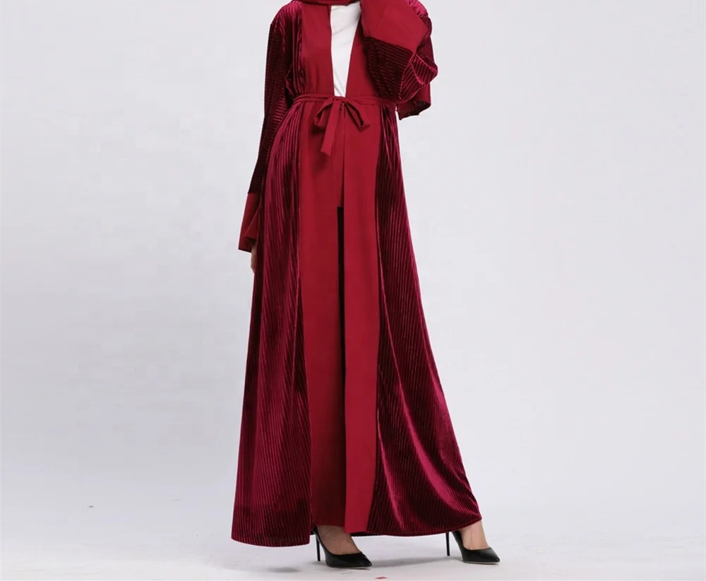 

Long Sleeves Abaya FREE SHIPPING Arabic Ethnic Turkish Hijab Dubai Maxi Robes Islamic Clothing For Women, Red .black