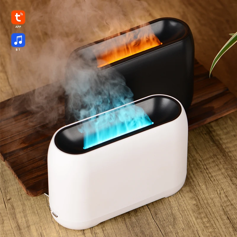 

Tuya smart Humidifier machine fire air scent portable speaker Flame ultrasonic essential oil machine aroma diffuse