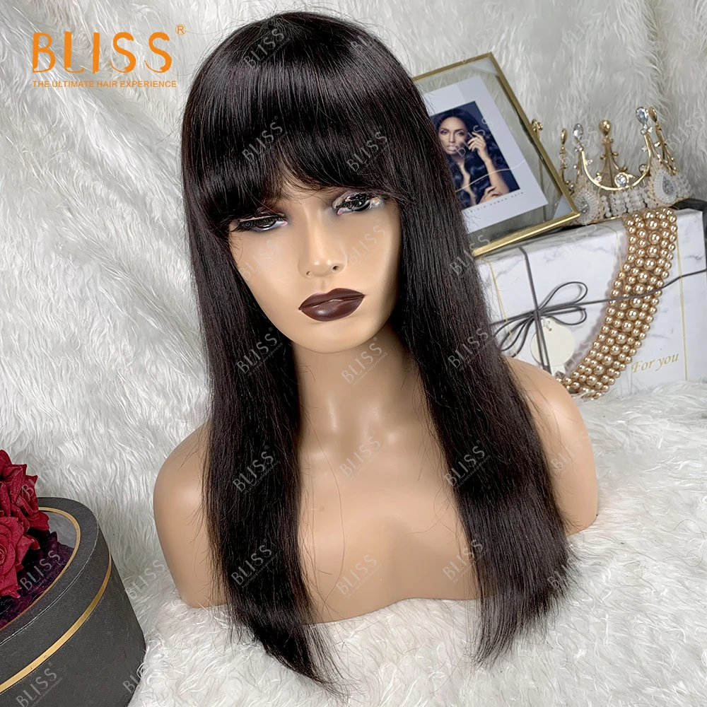 

Bliss Emerald Short Wigs Bob Wig 100% Human Hair Brazilian Hair Wigs Perruques Naturelles Courtes with Bangs for Black Women