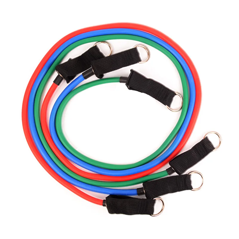 

Factory price wholesale High quality Foam bar Custom LOGO exercise power band Latex 11 pcs Resistance band, Red grey green blue black