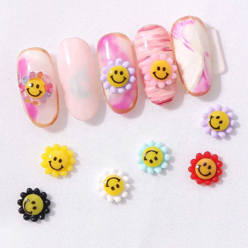 

Nail Art Metal 3D Charms Colourful Daisy Blossom Sunflower kawaii Nail Art Decoration, As shown