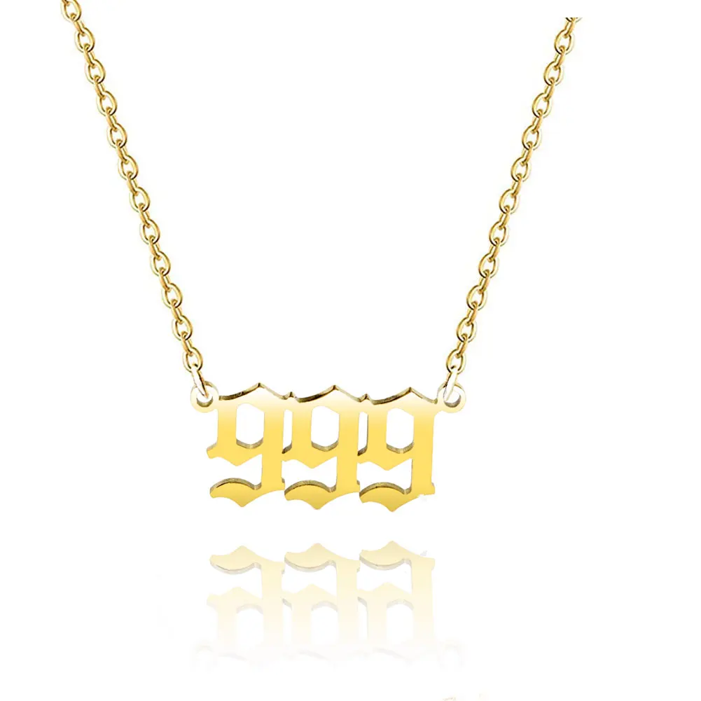 

Gold Plated Dainty 111 222 333 444 555 666 777 888 999 Pendants Choker Chain Numerology Jewelry Stainless Steel Number Necklace