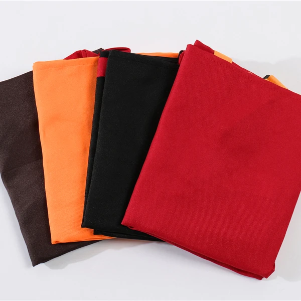 

Popular high quality practical splicing adjustable pocket one shoulder buckle full length unisex apron, Coffee/red/orange/black
