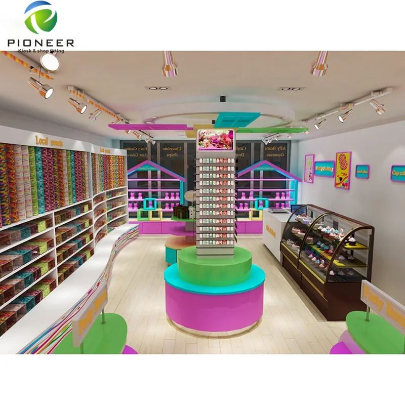 

Pioneer Hot Selling Sweet Shop / Candy Shop / Candy Store Display Counter Interior Design For Sale, Customized color