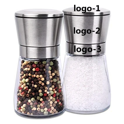 

custom logo adjustable salt and pepper spice grinder tempero moedor