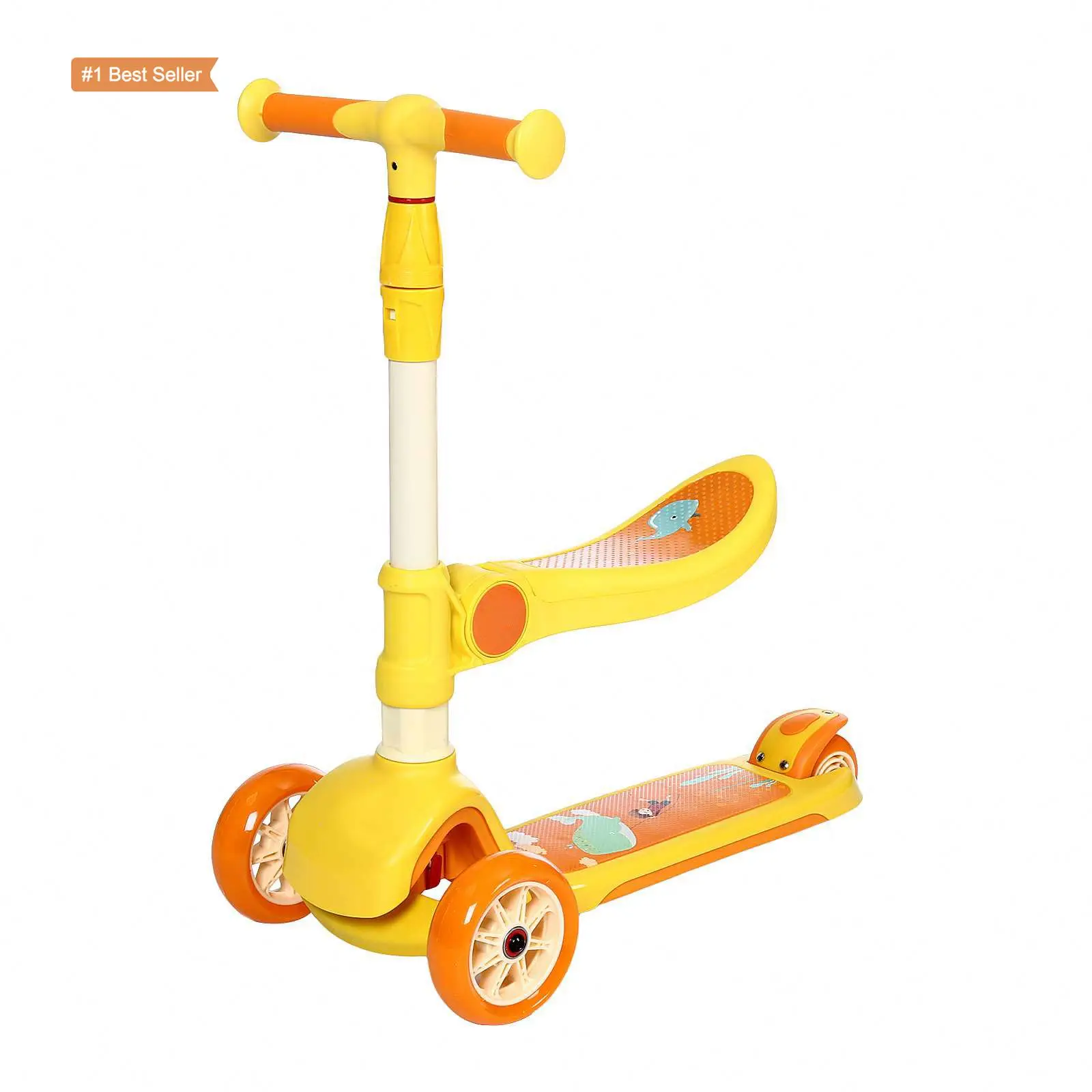

Kid Toys Scooters Logo Customized Pedal kick Toy seat Light Up Bike Kick Foldable 3 In 1 Kids Scooter