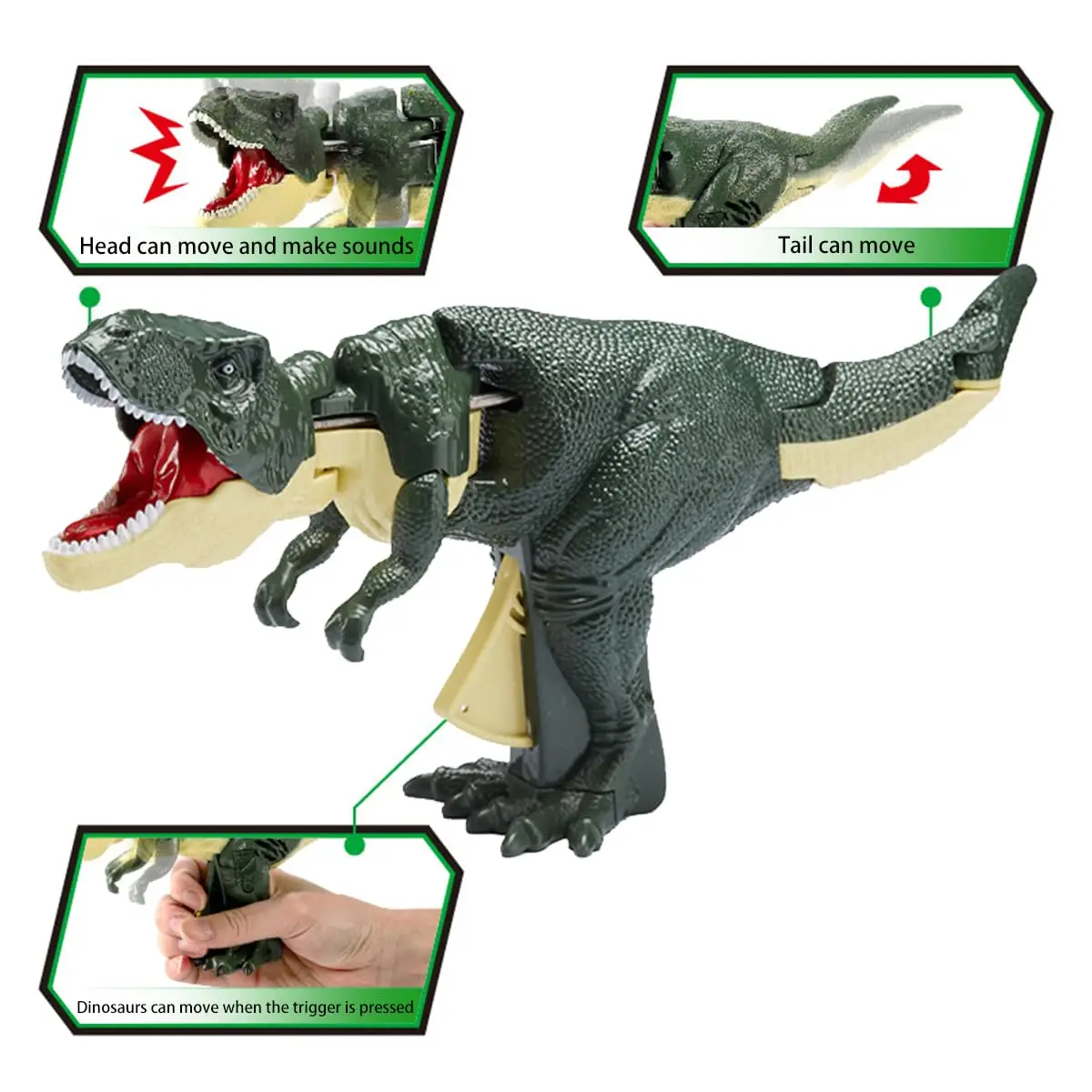 

Hand-operated Telescopic Spring Swinging Dinosaur Fidget Toy Decompression Dino Press Rotation Battery-free Toys