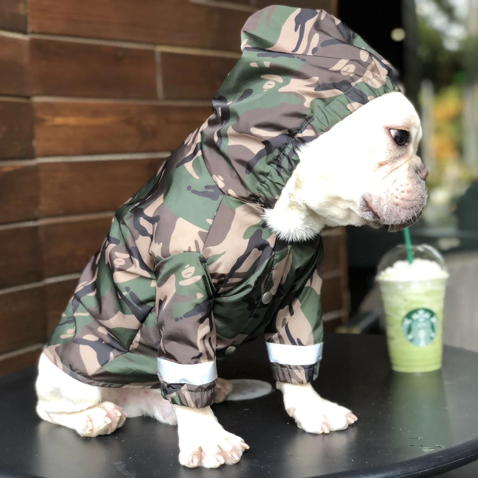 

Pet Clothes Dog Cat Waterproof Snowproof And Windproof Camouflage Reflective Strip Raincoat