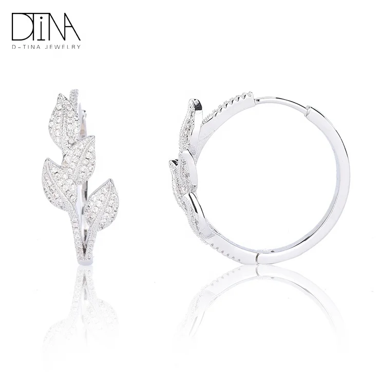 

European and American fashion full diamond leaf earrings, Golden
