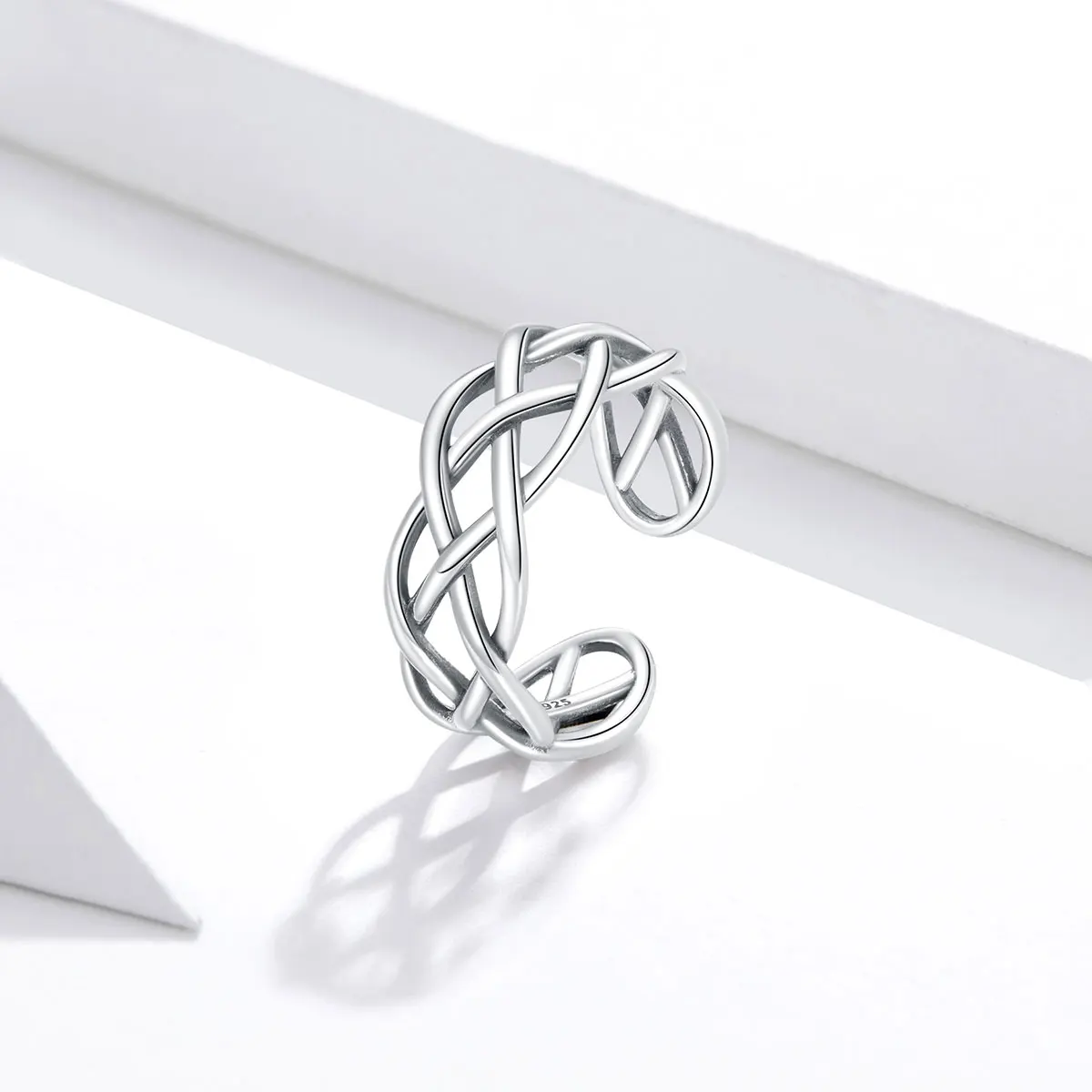 

SCR675 Vintage design 925 sterling silver woven texture adjustable ring