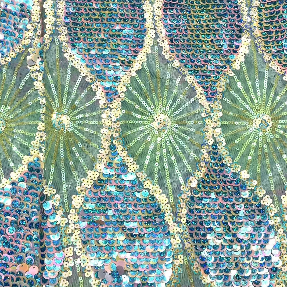 

Beautifical african latest tulle sequins wedding lace green fabric ML44N524, Customized