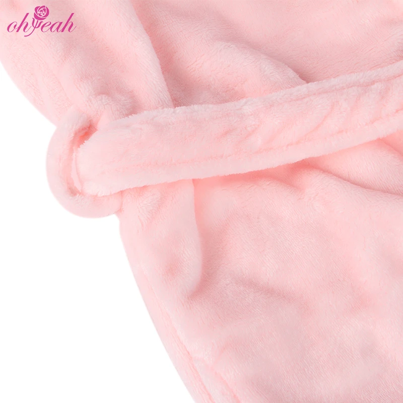 pink fluffy bathrobe