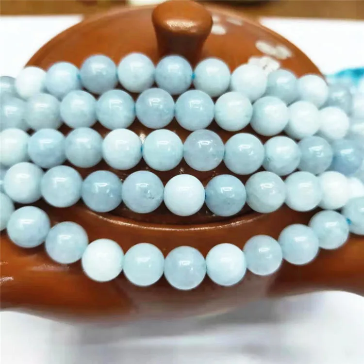 

Aquamarine Loose Beads Wholesale DIY Kyanite Natural Stone Beaded Jewelry Round Loose Beads for Bracelet Necklace Accessories