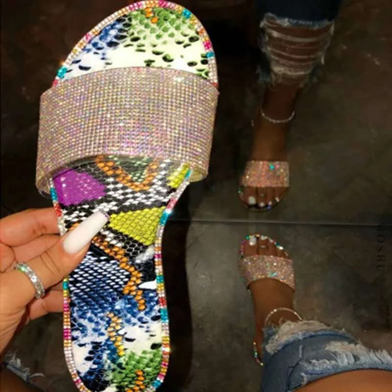 

bling sandals slides female sandals ladies trendy womens summer ladies rhinestone sandals, Customized color