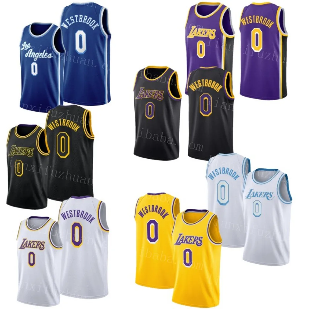 

2021 New Style Men's Los Angeles Stitched Basketball Jerseys Laker #0 Russell Westbrook Jersey Top quality sportswear