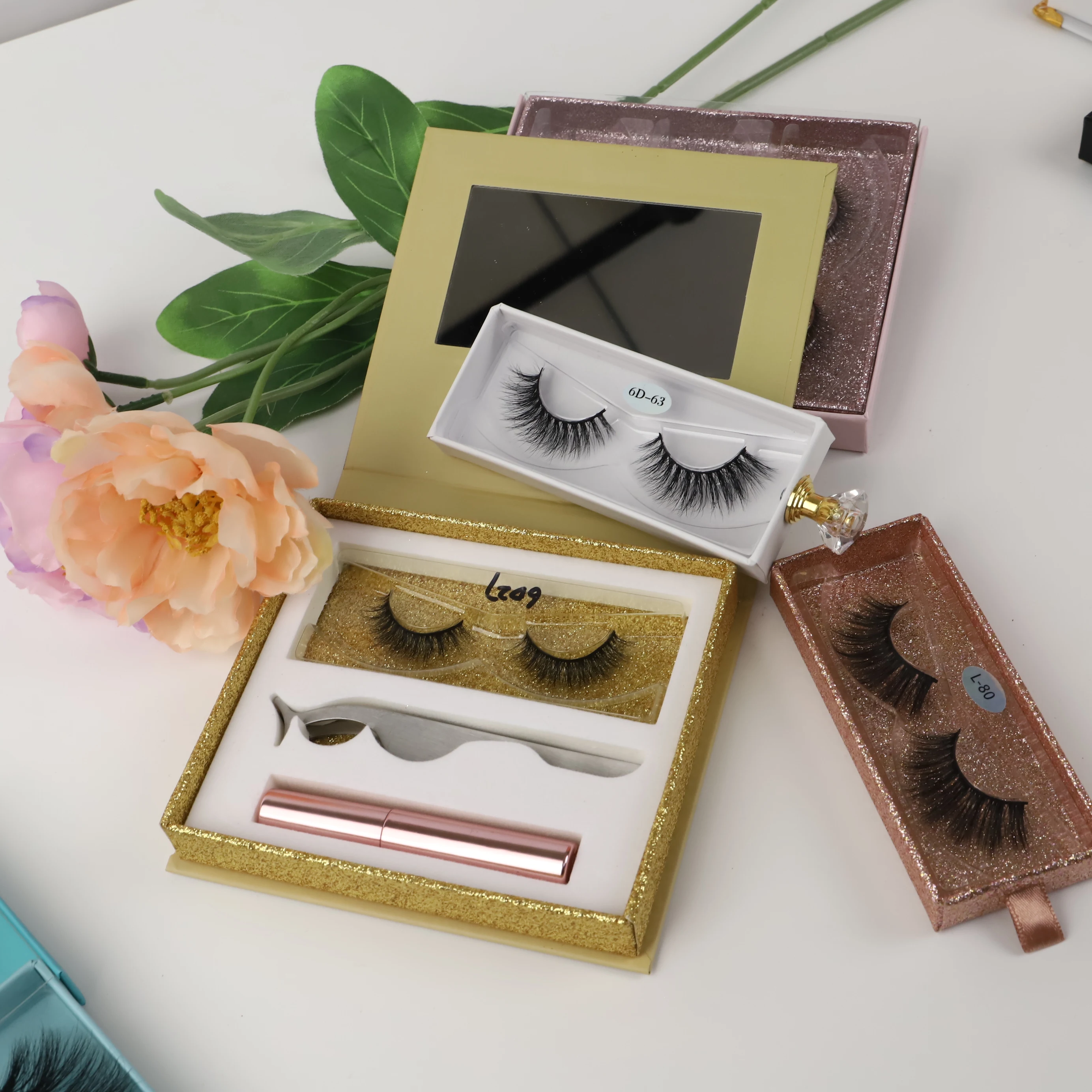 

Wholesale 25mm 3D Eyelashes Real Siberian Mink Eyelash Strips Fluffy Eyelash