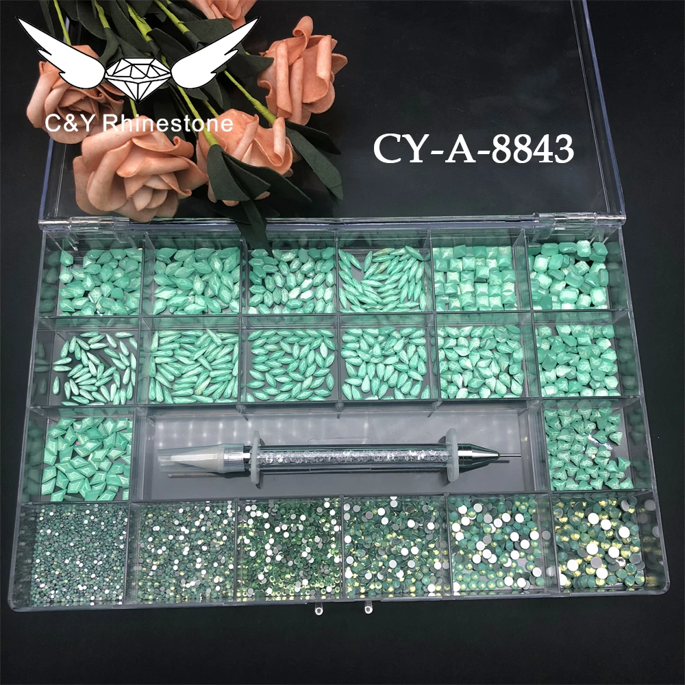 

C&Y Good Quality Art Opal Crystal Box Grid For Ab Rhinestones Nails