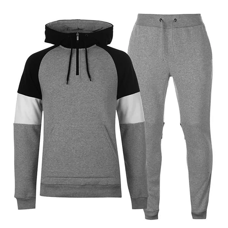 

Wholesale plain design men sports set pullover jogging suit two pieces set tracksuits, Customized colors