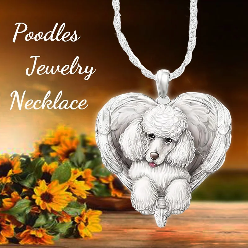 

Angel Wings Animal Heart-shaped Accessories Poodle Gorgeous Jewelry Ladies Couple Necklace