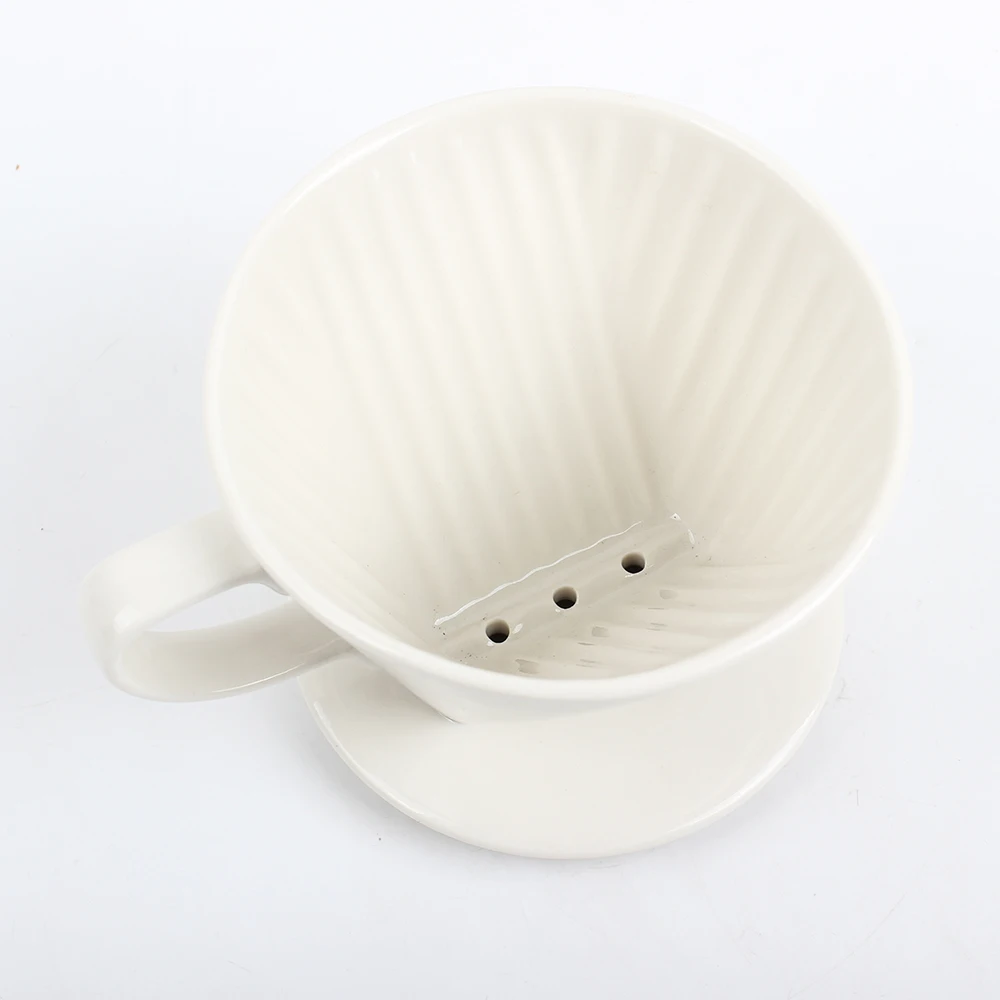 

High Quality V60 Drip Coffee Colorful Ceramic V Shaped Coffee Brewer Dripper, Black/white