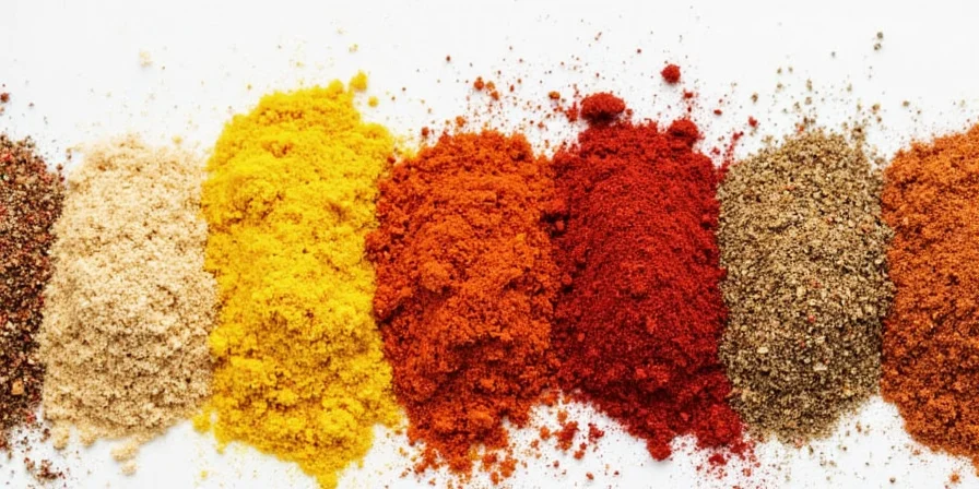 Spice rack featuring essential spices for Indian chicken seasoning