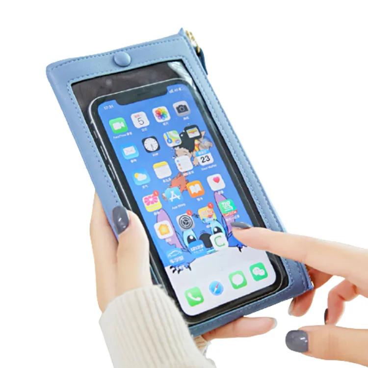 

2021 new design small size phone case bag portable leather phone bag touchable phone pouch bag, White, black, pink, blue, green ect.