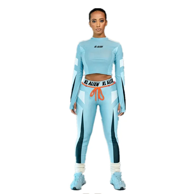 

Women Monogram Outfits Long Sleeved 2 piece set Sports Suit Fitness Clothing Sport Set, Picture