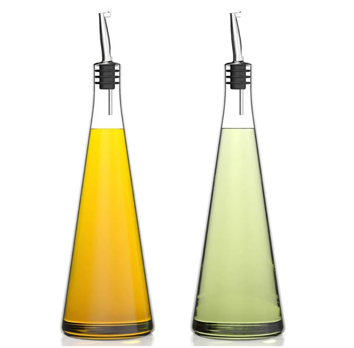 

Olive Oil Vinegar Dispensers Set of 2 Glass Bottles 19 oz Olive Oil Dispenser Bottle Set for Kitchen Stainless Steel Pourer, Customized