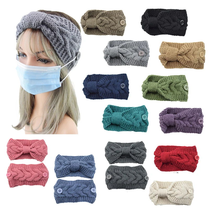 

Wholesale Mix Styles Autumn Winter Style Wool Hair Band Elastic Knitted Stripes Headband Accessories, As picture