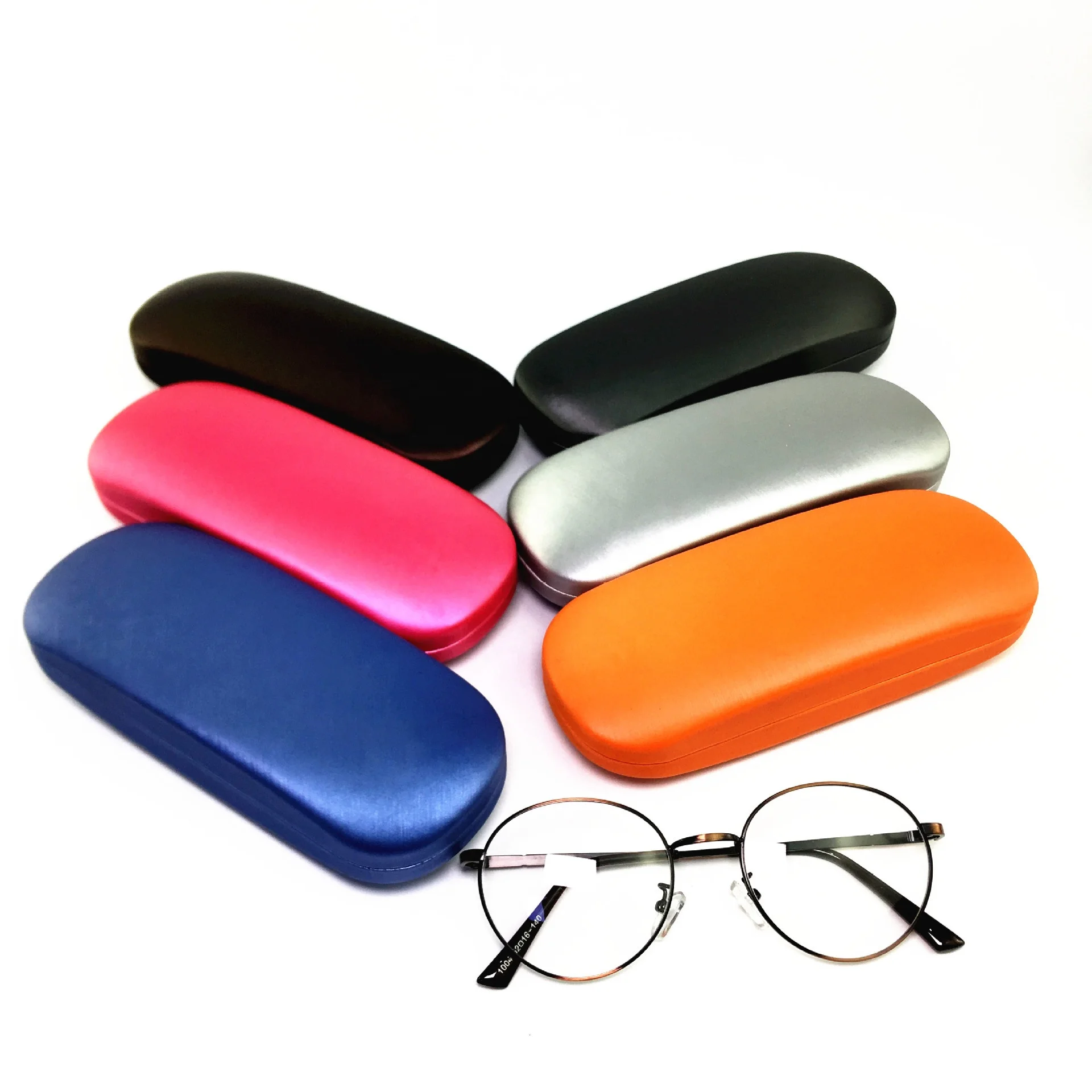 

Hot Selling leather Eyeglasses Case Customized Eyewear Box Metal Spectacles Packing Case, Purple, pink, blue, green, customize colors