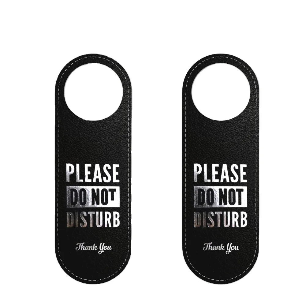 

Do Not Disturb Double-Sided Door Knob Hanger Sign 2 Pack - Professional Signage Fits All Handles Eco-Leather
