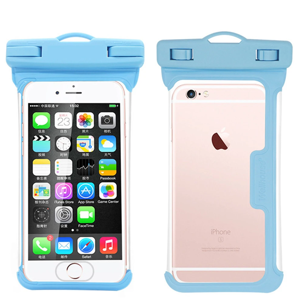 

Newbility 6.3inch IPX8 floating PVC outdoor clear water proof phone pouch, Multi color, red, yellow, blue, green etc.