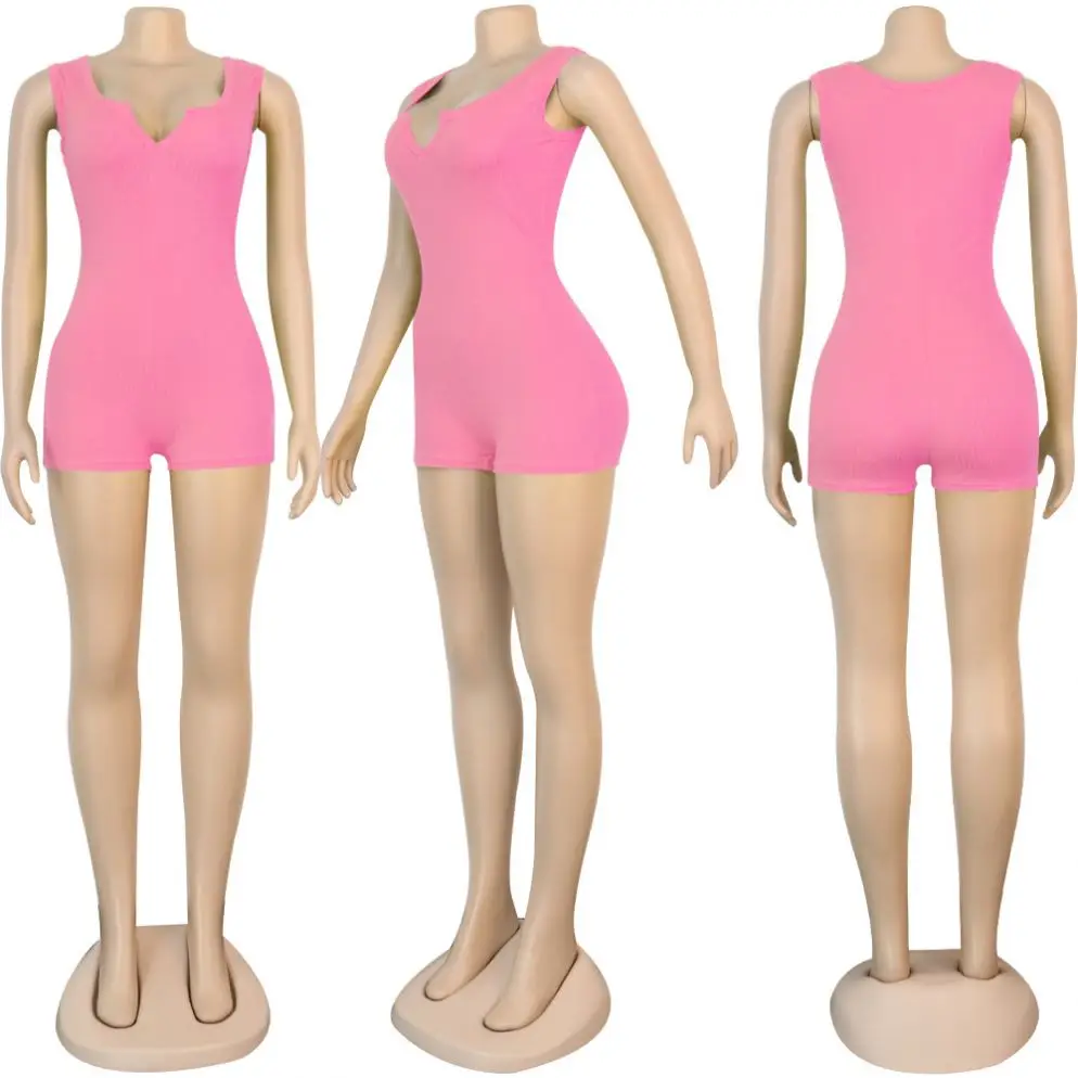 

2021 new arrivals summer vest V-neck shorts jumpsuit short women one piece jumpsuit