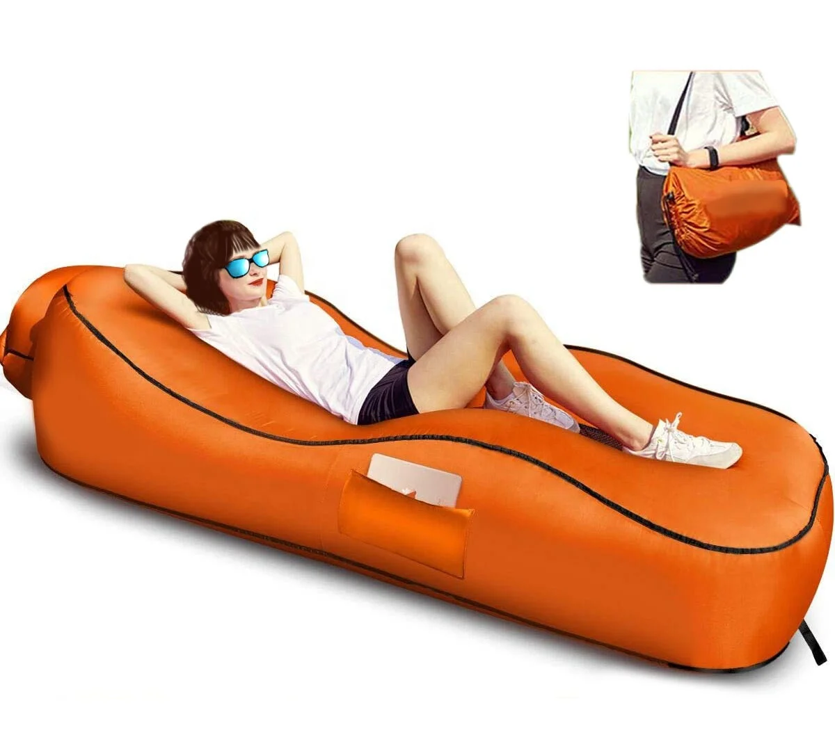 

Camping Inflatable Sleeping Bag Air Lounger Couch Mattress Lazy Sofa Bed, Customized
