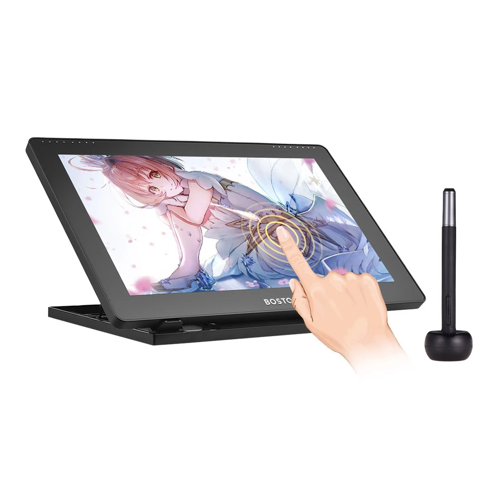 

BOSTO 16HD 15.6'' IPS Graphics Drawing Tablet Display Monitor 1920*1080 Resolution 8192 Pressure Level Rechargeable Stylus Pen