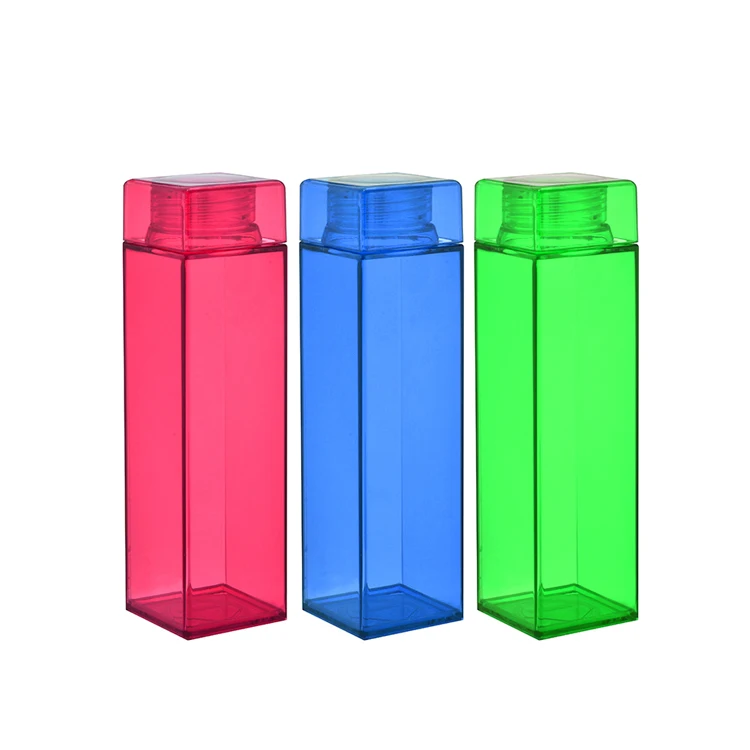 

2020 New design Square Frosted Portable Transparent Plastic Water Bottle Leak proof Outdoor Sport Travel Camping drinking bottle