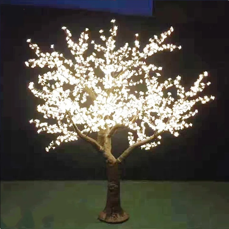 White red outdoor garden christmas holiday decorative flower lighting up artificial branch cherry blossom led tree