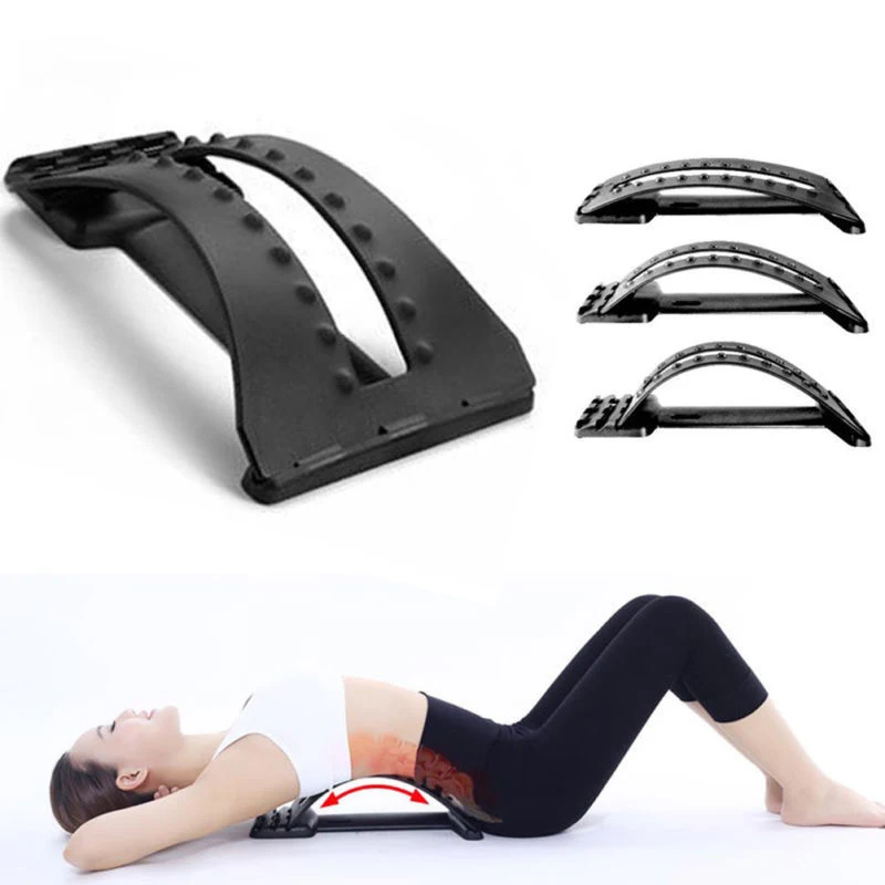 

Hot selling lumbar massage stretcher back stretcher lumbar support device for pain relief, Black
