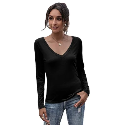 

Women Cotton T-Shirt Top Long Sleeve Casual Tee Shirt Female Slim Sexy Tops Plus Size Fashion Clothes XQM