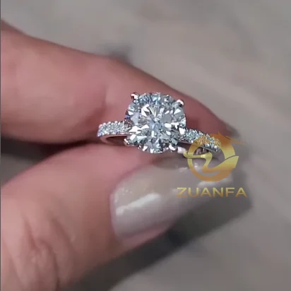 1 Carat Round Brilliant Cut Soliatire Engagement Ring Moissanite Diamond Ring Women Jewelry 4 Prong Half Eternity Promise Ring