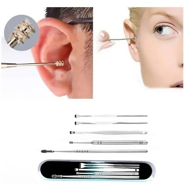 

Private label 5/6/7 pcs Ear Pick Cleaning Set Health Care Tool Ear Wax Remover Cleaner Curette Kit silicon ear pick
