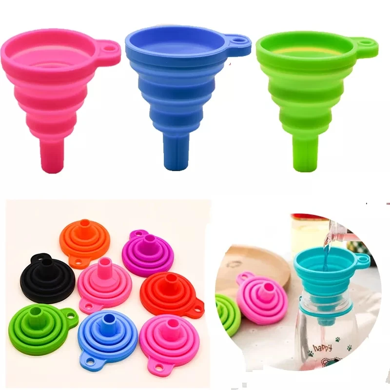 

Anti Slip Silicone Hopper Funnel,100% Food Grade The Newest Foldable Kitchen Flexible Silicone Conical Funnel, Multi-colors