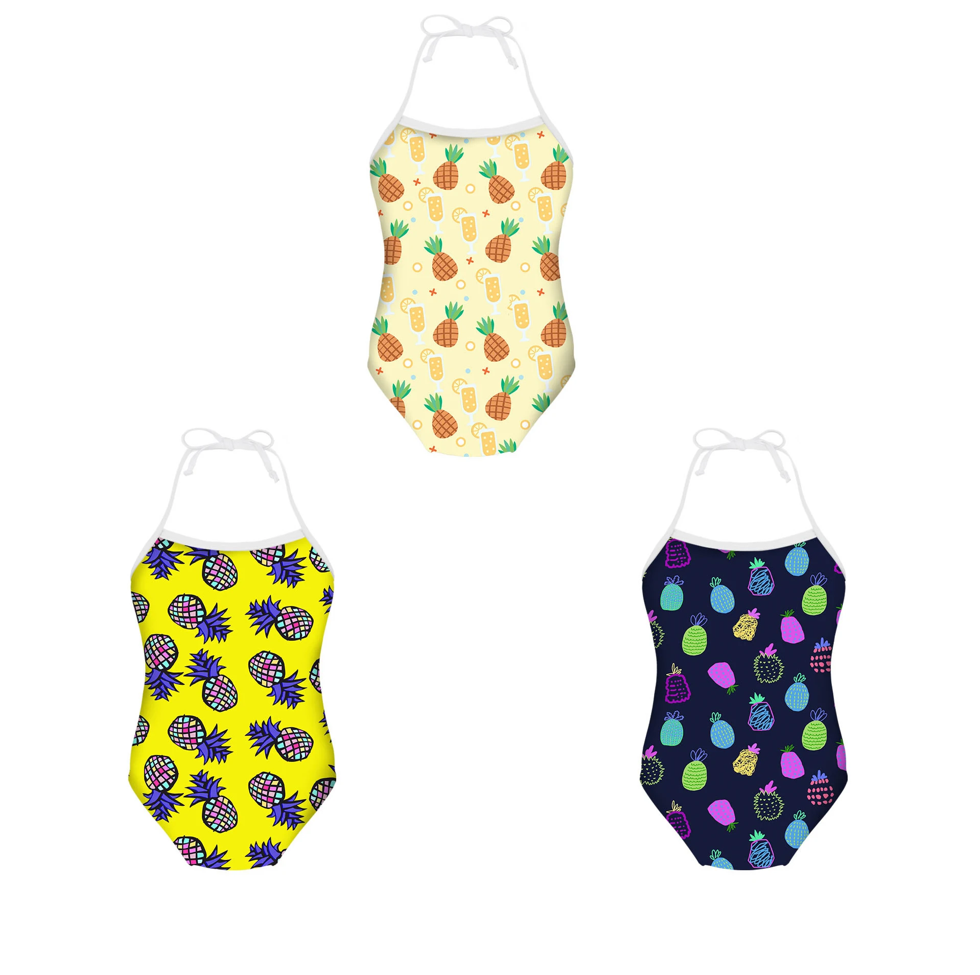 

2021 custom design summer one piece 3-8 years kid girls swimwear hawaiian pattern little girl thong one piece swimsuit