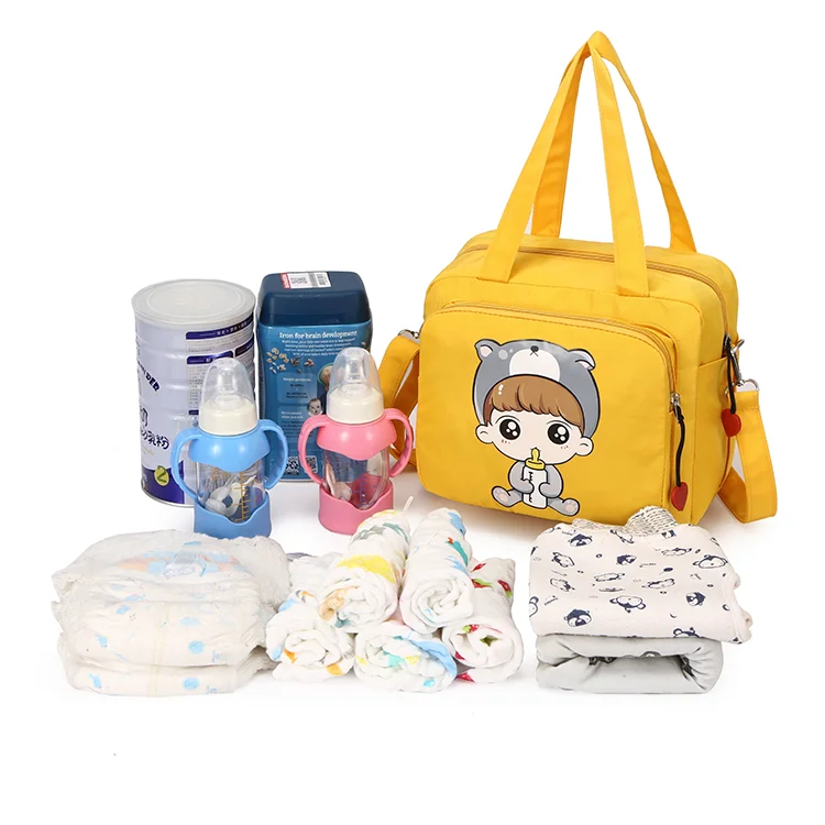 

Cartoon printing colorful waterproof multifunctional tote handbag messenger mummy small diaper bag